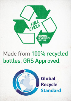 Full Cycle: Made with 100% Recycled Bottles, GRS approved